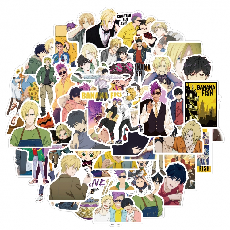 Banana Fish Doodle stickers Waterproof stickers a set of 50 price for 5 sets