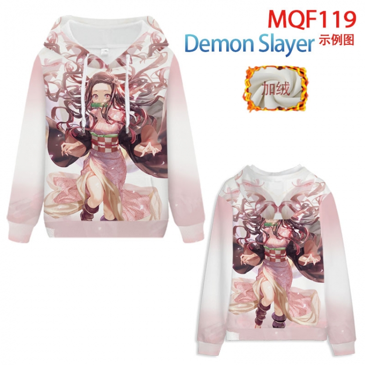 Demon Slaver Kimets Hooded pullover plus velvet padded sweater Hoodie 2XS-4XL, 9 sizes MQF119