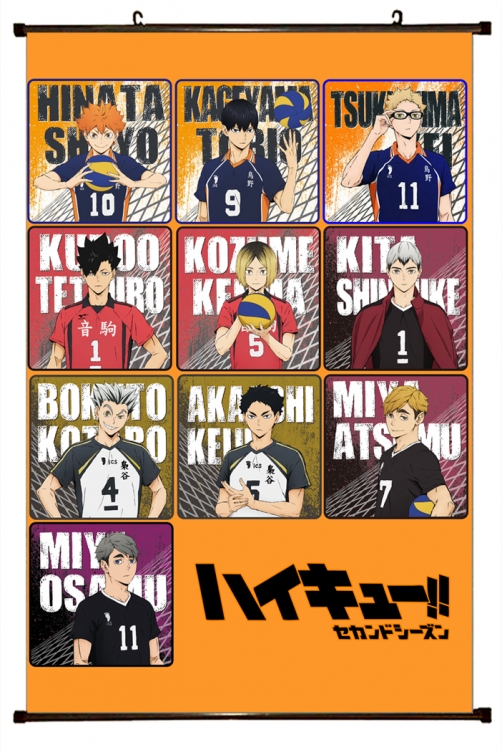 Haikyuu!! Anime black Plastic rod Cloth painting Wall Scroll 60X90CM p1322A