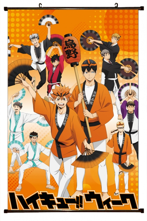 Haikyuu!! Anime black Plastic rod Cloth painting Wall Scroll 60X90CM p1343