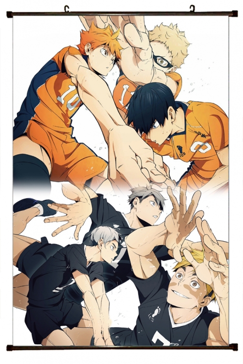 Haikyuu!! Anime black Plastic rod Cloth painting Wall Scroll 60X90CM p1315A