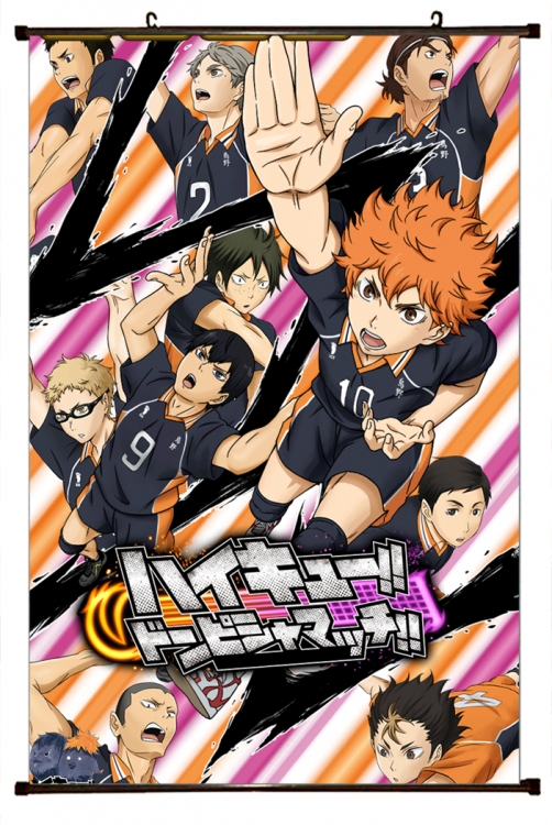 Haikyuu!! Anime black Plastic rod Cloth painting Wall Scroll 60X90CM p1348