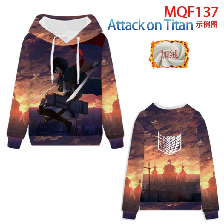 Shingeki no Kyojin Fuhe velvet padded hooded patch pocket sweater 9 sizes from XXS to 4XL MQF137