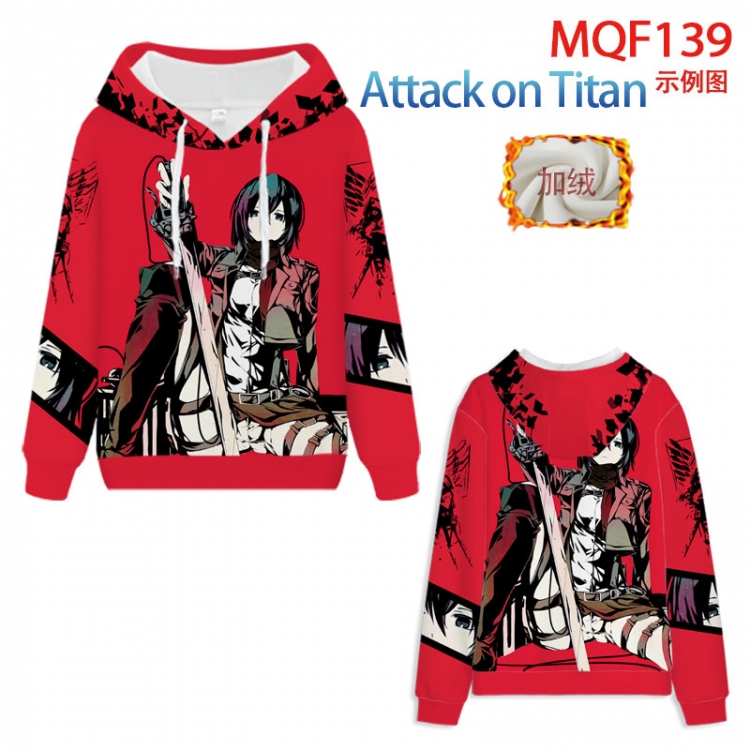Shingeki no Kyojin Fuhe velvet padded hooded patch pocket sweater 9 sizes from XXS to 4XL MQF139