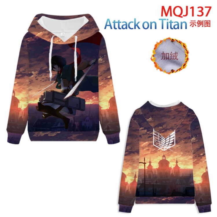 Shingeki no Kyojin hooded plus fleece sweater 9 sizes from XXS to 4XL MQJ137