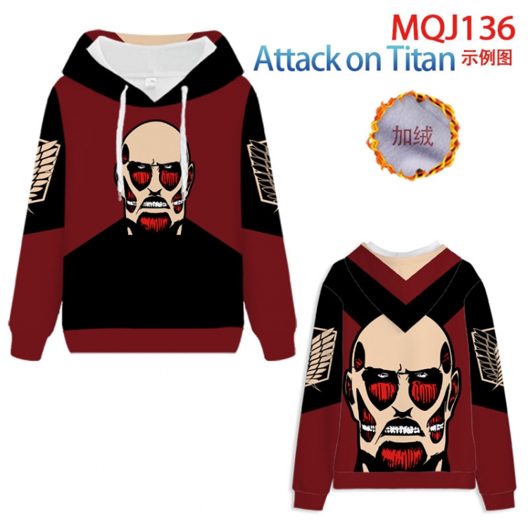  Shingeki no Kyojin hooded plus fleece sweater 9 sizes from XXS to 4XL