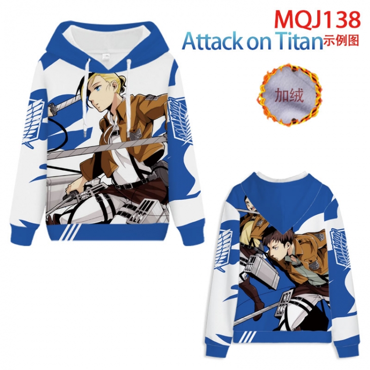  Shingeki no Kyojin hooded plus fleece sweater 9 sizes from XXS to 4XL