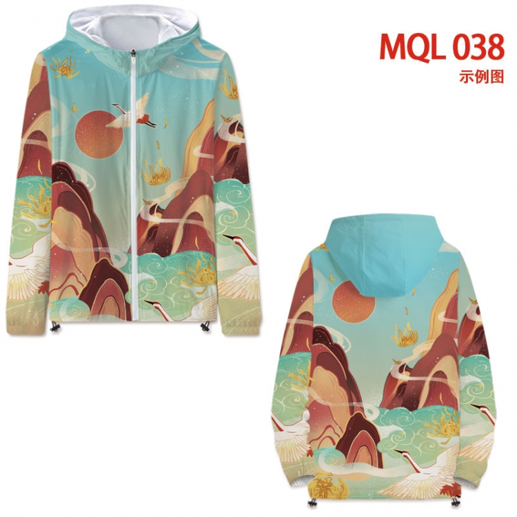 Chinese style  Full color coat hooded zipper trench coat S-4XL 7size MQL-038