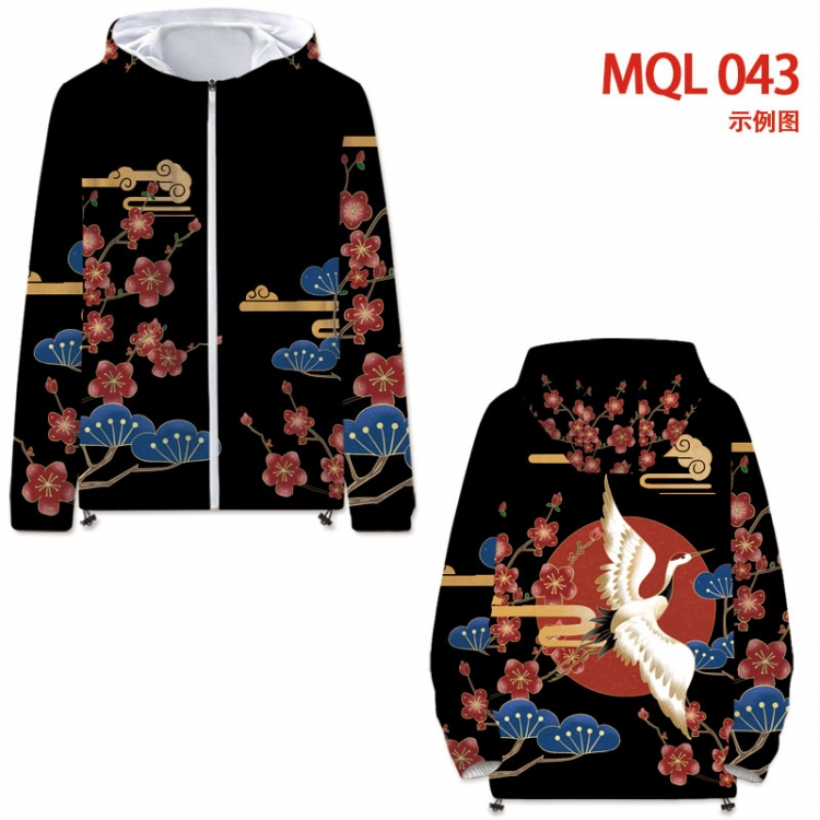 Chinese style  Full color coat hooded zipper trench coat S-4XL 7size MQL-043