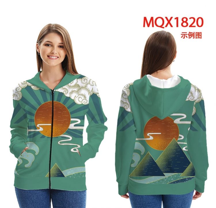 Chinese style Zip patch pocket sweatshirt jacket Hoodie MQX1820