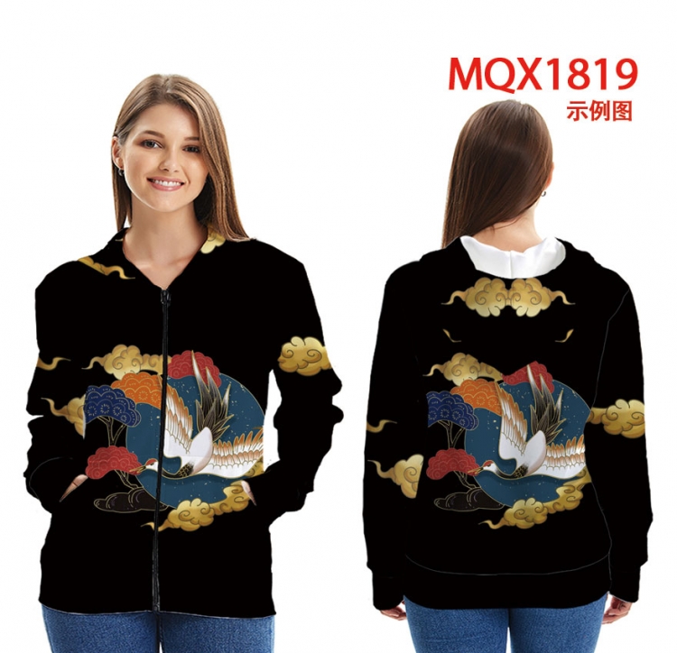 Chinese style Zip patch pocket sweatshirt jacket Hoodie MQX1819