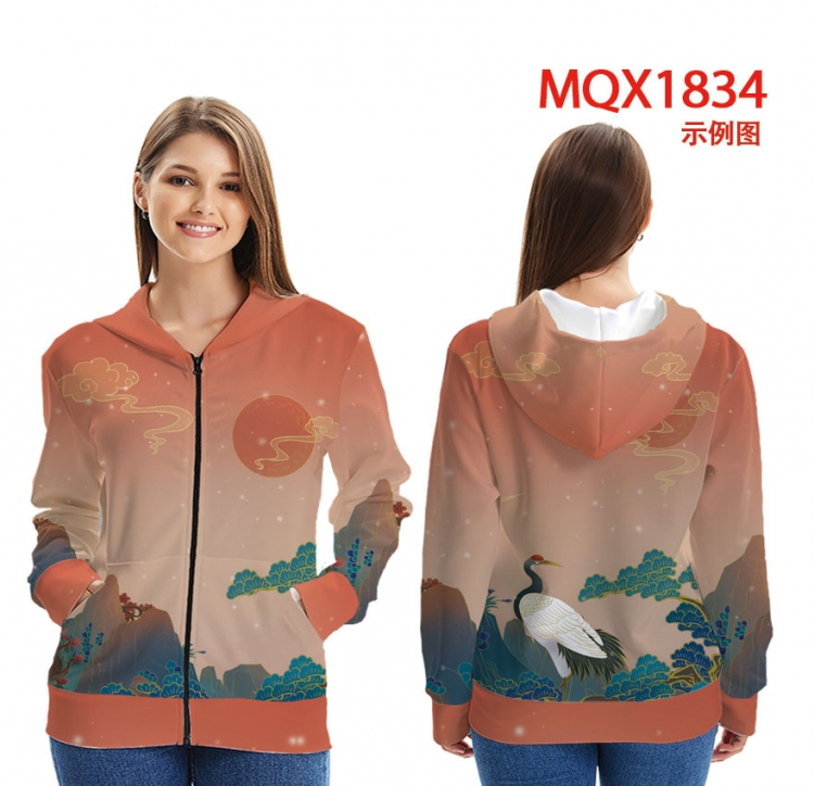Chinese style Zip patch pocket sweatshirt jacket Hoodie MQX1834