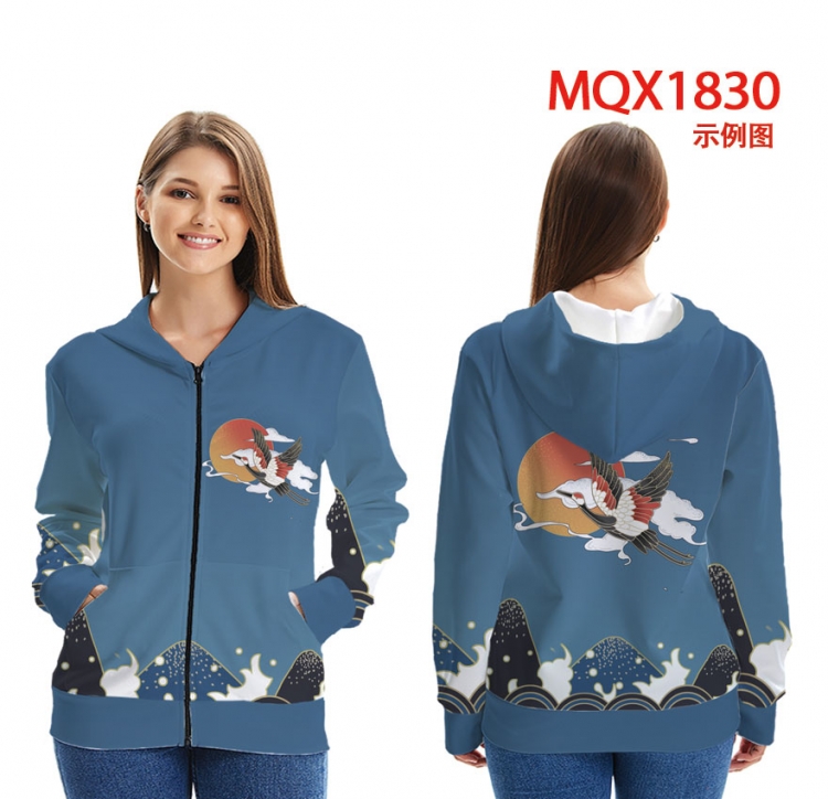 Chinese style Zip patch pocket sweatshirt jacket Hoodie MQX1830