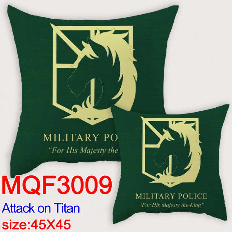 Shingeki no Kyojin  Cartoon double-sided full-color pillow cushion  45X45CM MQF 3009