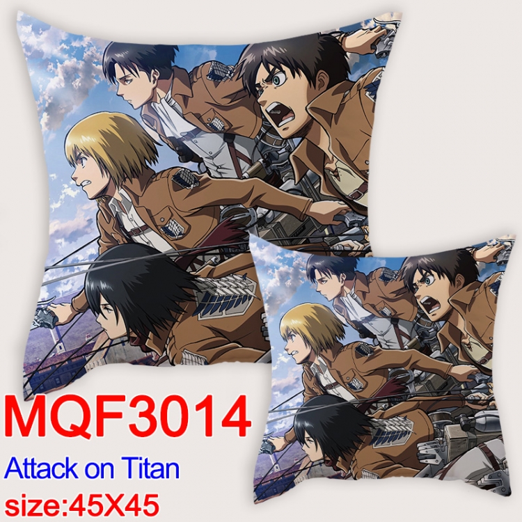 Shingeki no Kyojin  Cartoon double-sided full-color pillow cushion  45X45CM MQF 3014
