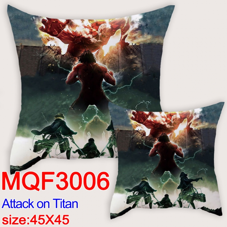 Shingeki no Kyojin  Cartoon double-sided full-color pillow cushion  45X45CM MQF 3006