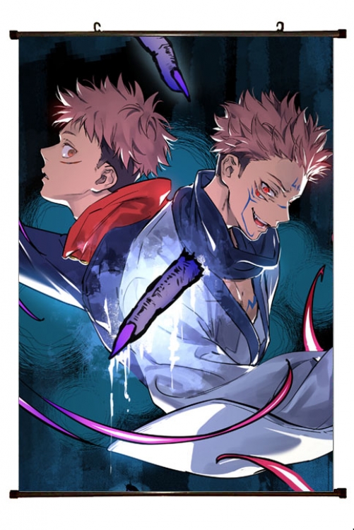 Jujutsu Kaisen  Anime black Plastic rod Cloth painting Wall Scroll 60X90CM  Z3-38