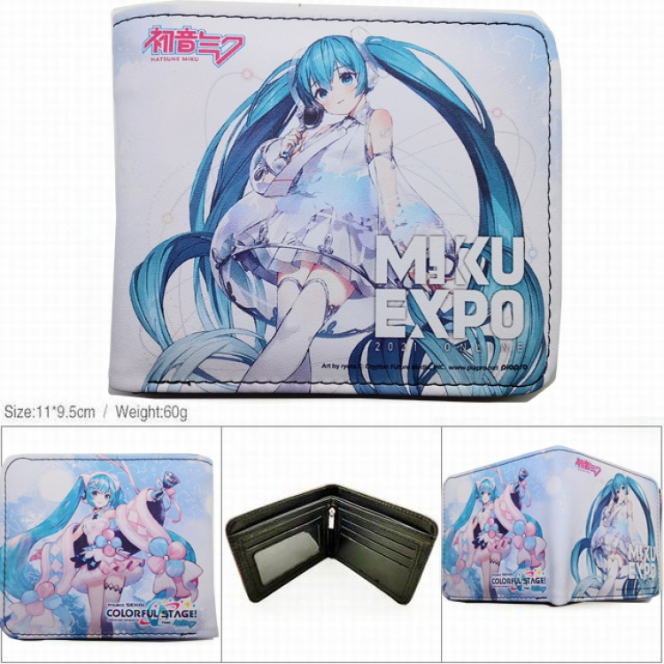 Hatsune Miku two fold  Short wallet 11X9.5CM 60G HK-801