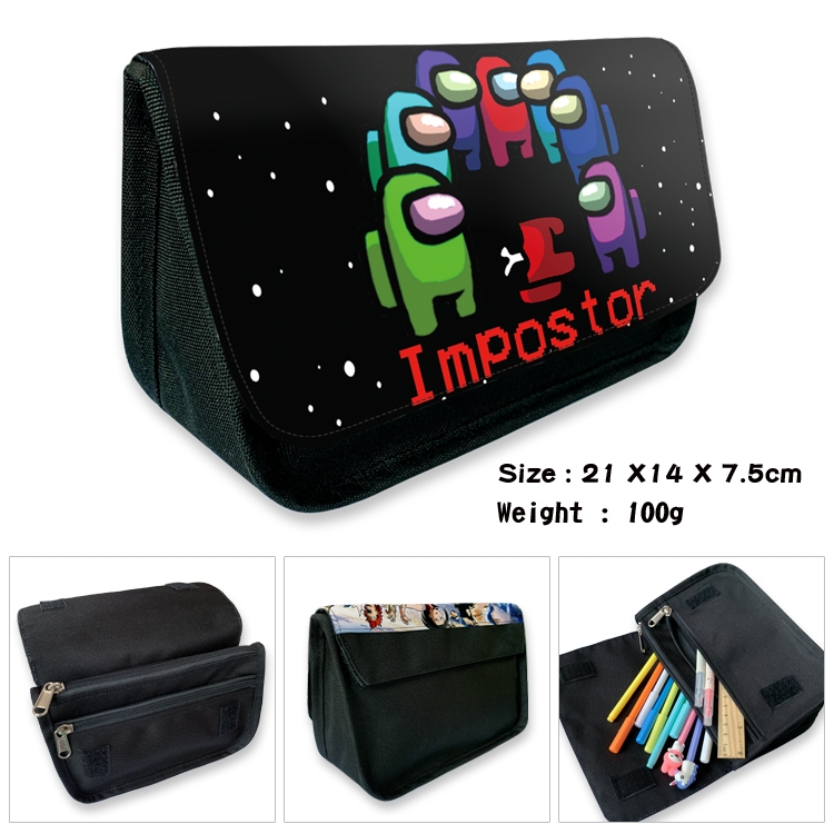 AMONG US Velcro canvas zipper pencil case Pencil Bag  3B