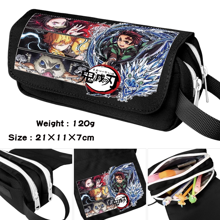 Demon Slayer Kimets Portable waterproof double-layer pencil case Pencil Bag  20x11x7cm