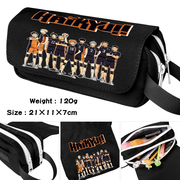 Haikyuu!! Portable waterproof double-layer pencil case Pencil Bag  20x11x7cm