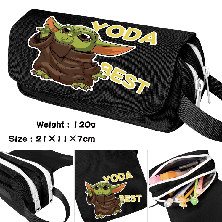 Star Wars Baby Yoda Portable waterproof double-layer pencil case Pencil Bag  20x11x7cm