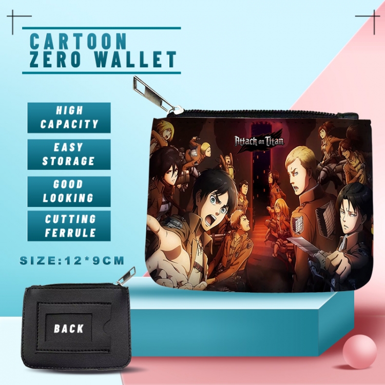 Shingeki no Kyojin PU storage bag card wallet purse 12X9cm Style 1 price for 5 pcs