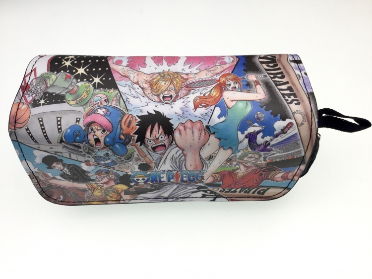 One Piece Double zipper PU pencil Bag 20X10X7.5M 140G Style B