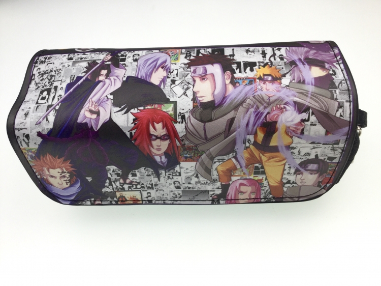 Naruto Double zipper PU pencil Bag 20X10X7.5M 140G Style E