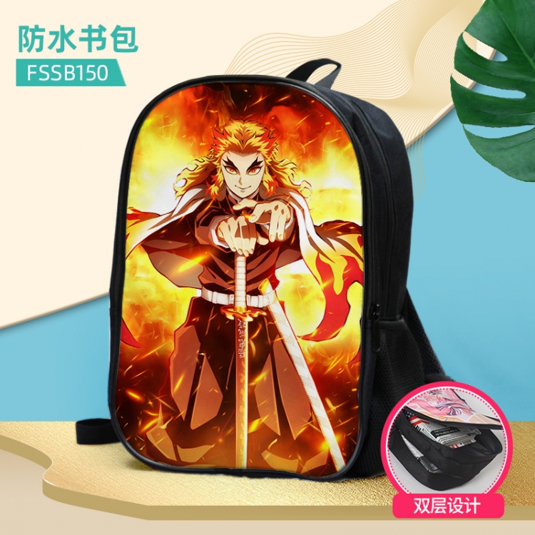 Demon Slayer Kimets Anime double-layer waterproof schoolbag about 40×30×17cm, single style can be customized FSSB150