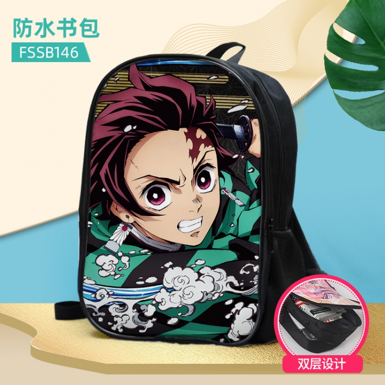 Demon Slayer Kimets Anime double-layer waterproof schoolbag about 40×30×17cm, single style can be customized FSSB146