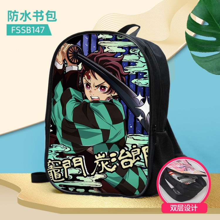 Demon Slayer Kimets Anime double-layer waterproof schoolbag about 40×30×17cm, single style can be customized FSSB14