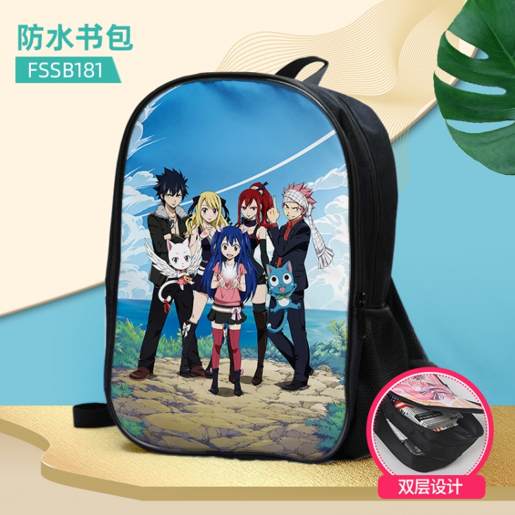 Fairy tail Anime double-layer waterproof schoolbag about 40×30×17cm, single style can be customized FSSB181