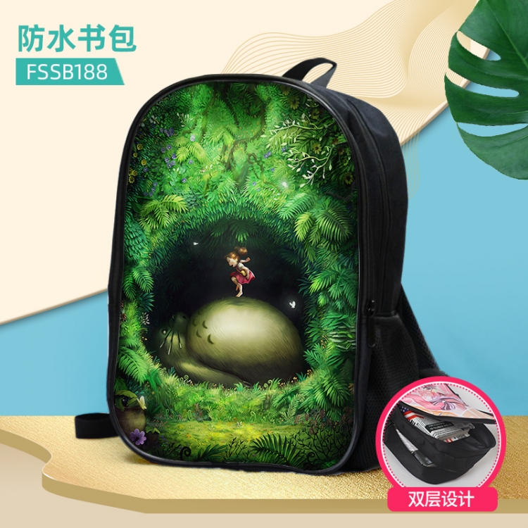 TOTORO Anime double-layer waterproof schoolbag about 40×30×17cm, single style can be customized FSSB188