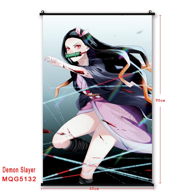 Demon Slayer Kimets Anime plastic pole cloth painting Wall Scroll 60X90CM MQG5132