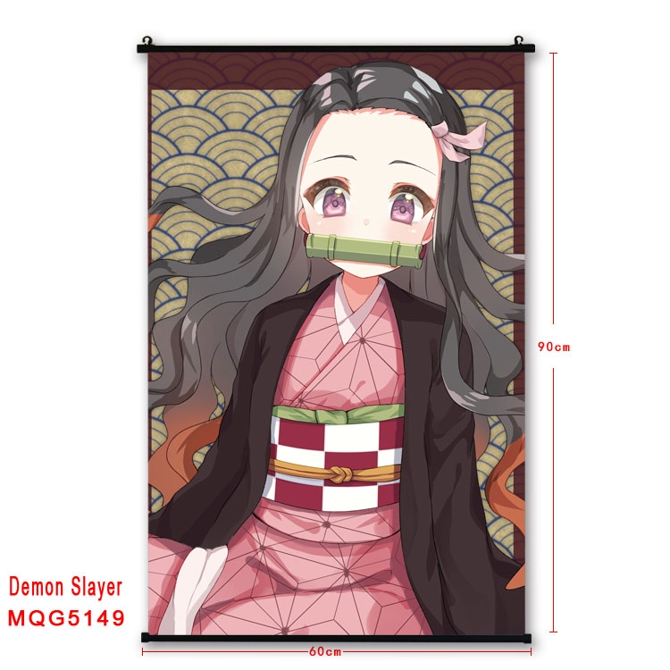 Demon Slayer Kimets Anime plastic pole cloth painting Wall Scroll 60X90CM MQG5149