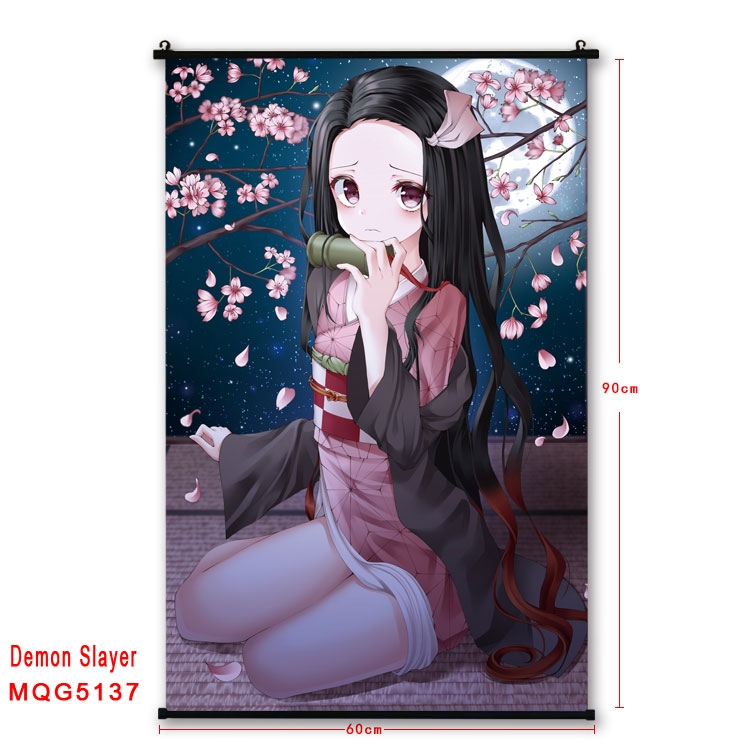 Demon Slayer Kimets Anime plastic pole cloth painting Wall Scroll 60X90CM MQG5137