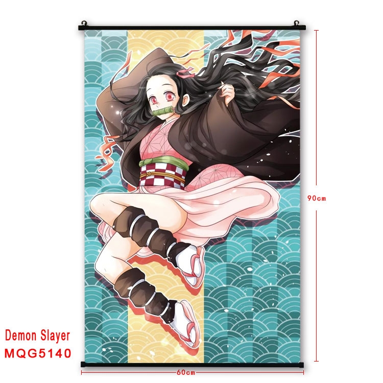 Demon Slayer Kimets Anime plastic pole cloth painting Wall Scroll 60X90CM MQG5140