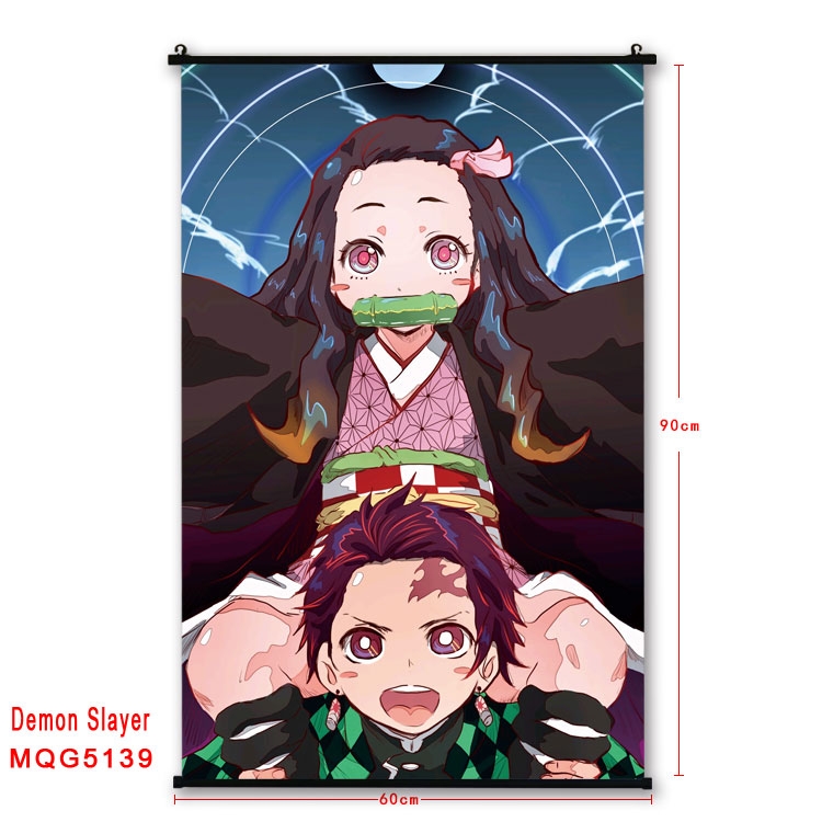 Demon Slayer Kimets Anime plastic pole cloth painting Wall Scroll 60X90CM MQG5139