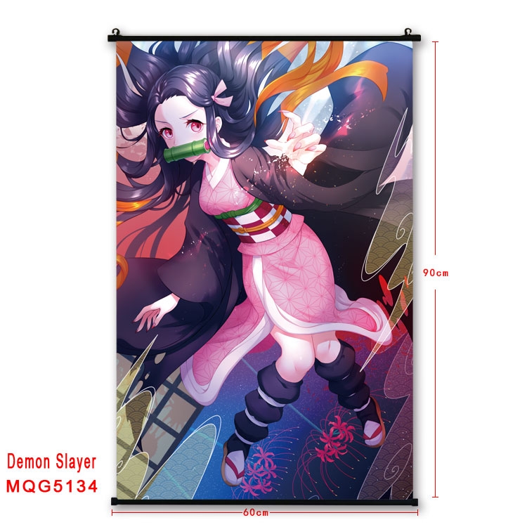 Demon Slayer Kimets Anime plastic pole cloth painting Wall Scroll 60X90CM MQG5134