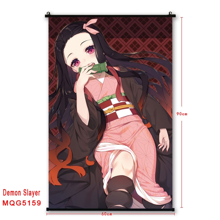 Demon Slayer Kimets Anime plastic pole cloth painting Wall Scroll 60X90CM MQG5159
