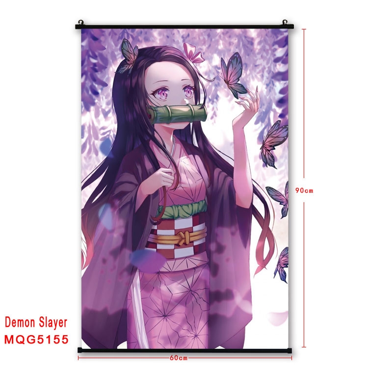 Demon Slayer Kimets Anime plastic pole cloth painting Wall Scroll 60X90CM MQG5155
