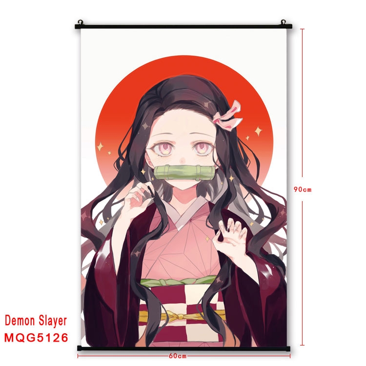 Demon Slayer Kimets Anime plastic pole cloth painting Wall Scroll 60X90CM MQG5126