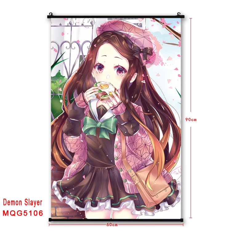 Demon Slayer Kimets Anime plastic pole cloth painting Wall Scroll 60X90CM MQG5106