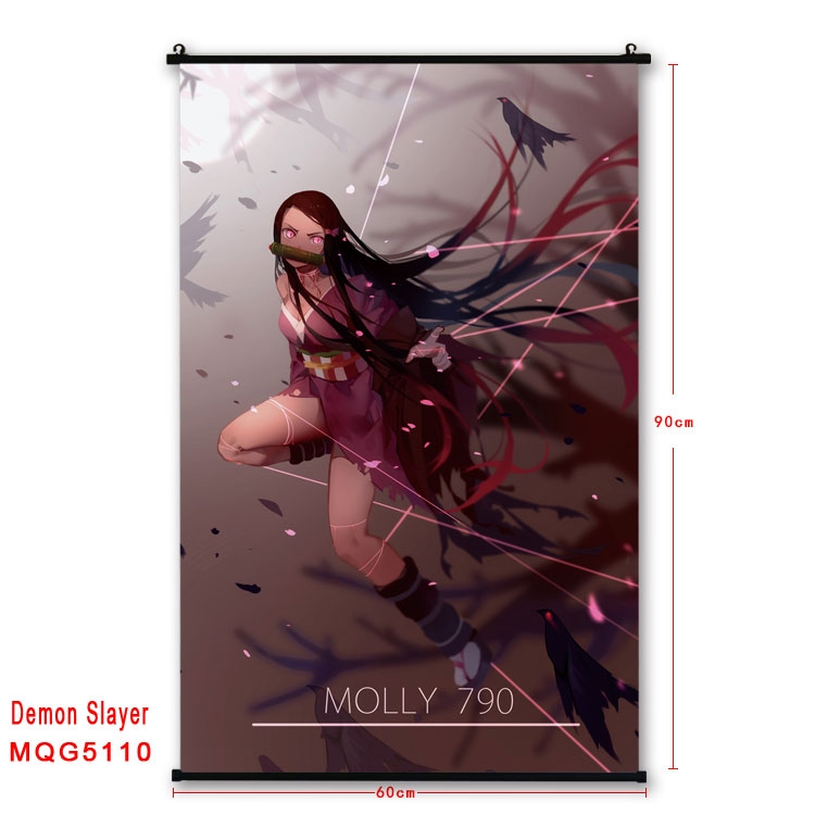 Demon Slayer Kimets Anime plastic pole cloth painting Wall Scroll 60X90CM MQG5110