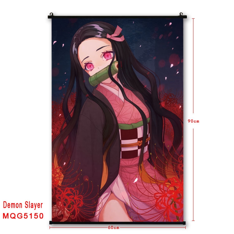 Demon Slayer Kimets Anime plastic pole cloth painting Wall Scroll 60X90CM MQG5150