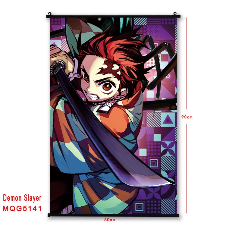 Demon Slayer Kimets Anime plastic pole cloth painting Wall Scroll 60X90CM MQG5141