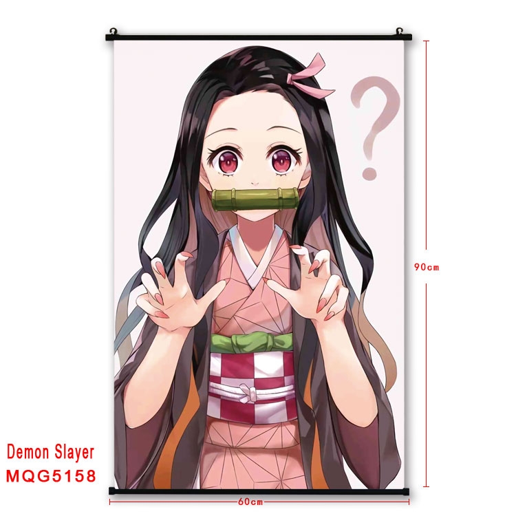 Demon Slayer Kimets Anime plastic pole cloth painting Wall Scroll 60X90CM MQG5158