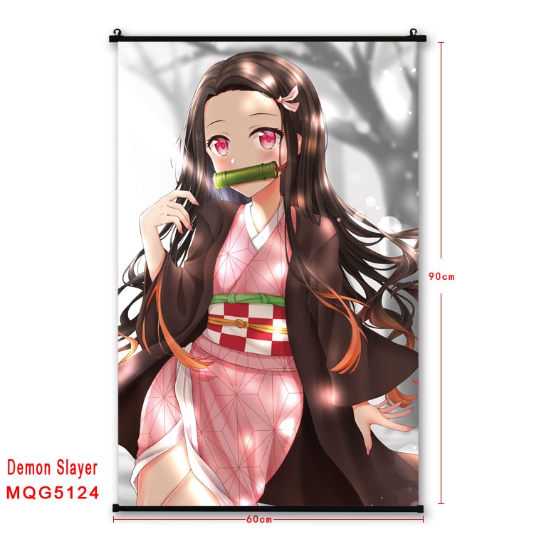 Demon Slayer Kimets Anime plastic pole cloth painting Wall Scroll 60X90CM MQG5124