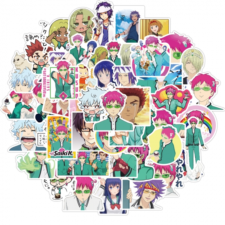 Saiki Kusuo no Psi Nan stickers Waterproof stickers a set of 50 price for 5 sets